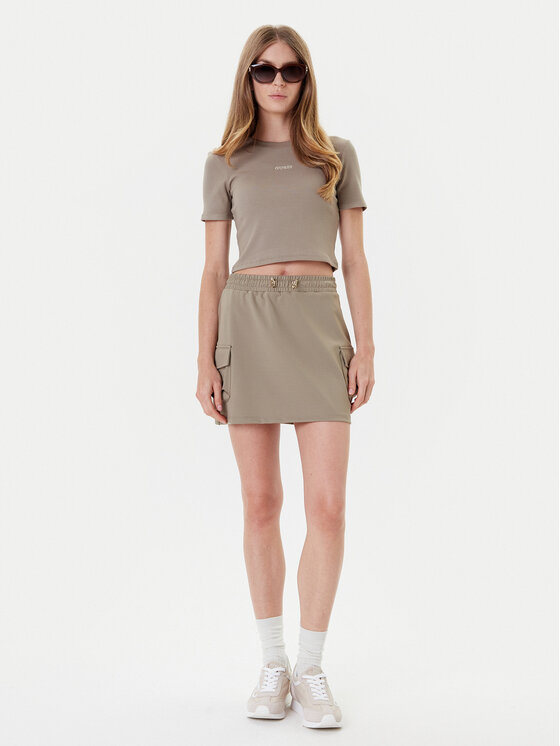 Guess Guess Tričko V5YP08 K8RT2 Kaki Slim Fit