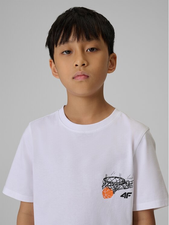 4F 4F T-Shirt 4FJRAW26TTSHM4343-10S Biały Regular Fit