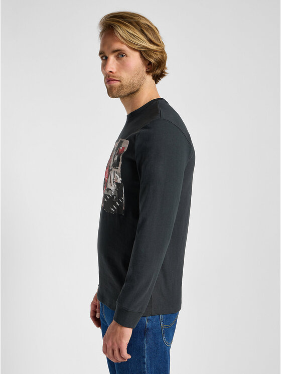 Lee Lee Longsleeve LS UTILITY ARTIST TEE Czarny Regular Fit