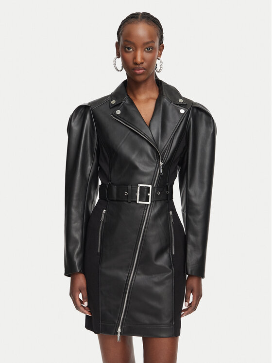 KARL LAGERFELD KARL LAGERFELD Сукня зі штучної шкіри B3W13001 Чорний Regular Fit