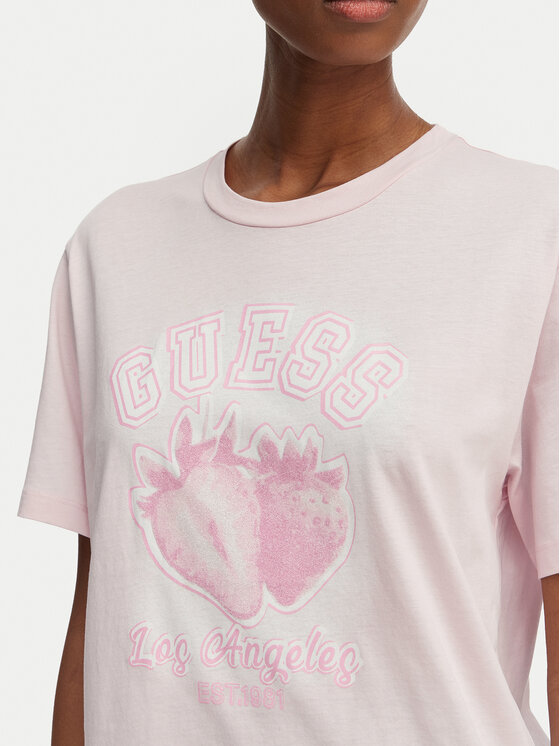 Guess Guess T-krekls V6GI14 K2981 Gaiši rozā Relaxed Fit