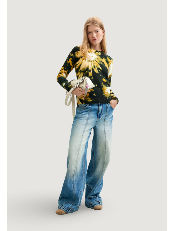 Desigual Desigual Sweter JERS_DARKBOTANIC Czarny Casual Fit