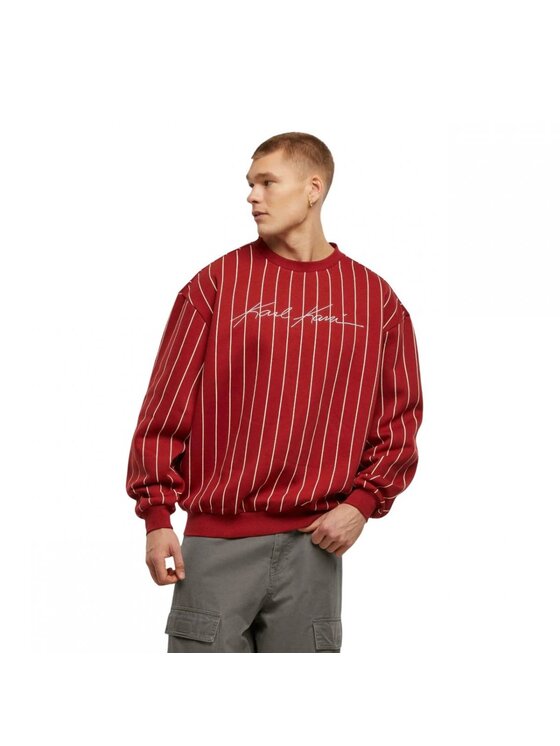 Karl Kani Karl Kani Felpa AUTOGRAPH PINSTRIPE SWEAT OS CREWNECK Rosso Regular Fit