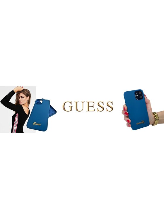 Guess Guess Etui na telefon Metal Logo Script Niebieski
