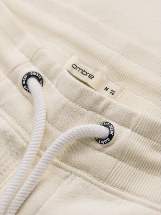 Ombre Ombre Spodnie dresowe OM-PABS-0305 Kremowy Regular Fit