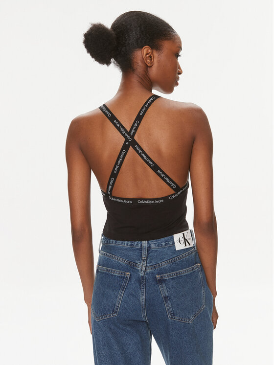 Calvin Klein Jeans Calvin Klein Jeans Top Logo J20J223110 Czarny Slim Fit