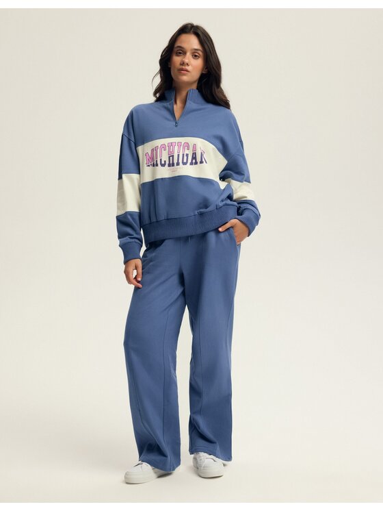 Esotiq Esotiq Bluza 43803 Granatowy Baggy Fit
