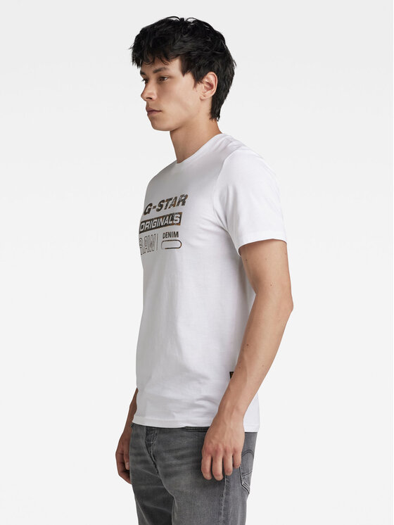 G-Star Raw G-Star Raw Tricou Distressed D24420-336 Alb Slim Fit