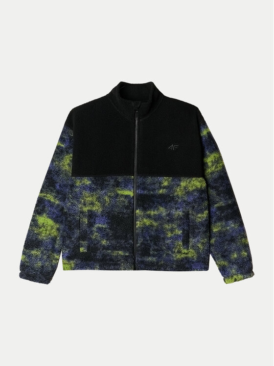 4F Fleecová mikina 4FJWAW24TFLEM246 Čierna Loose Fit