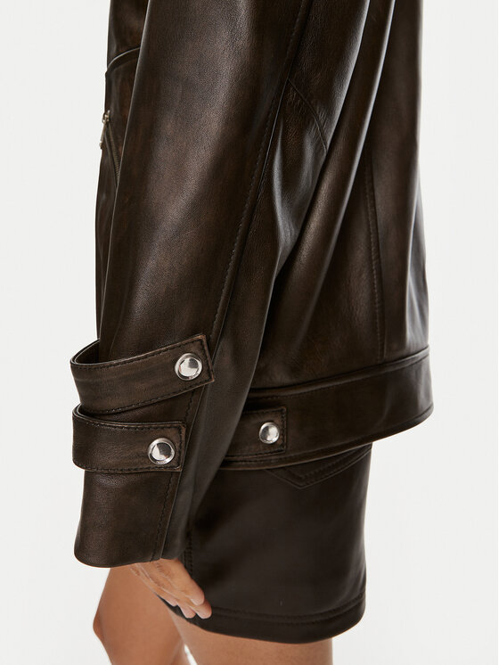 PINKO Pinko Giacca di pelle Grotta 104048 A23U Marrone Regular Fit