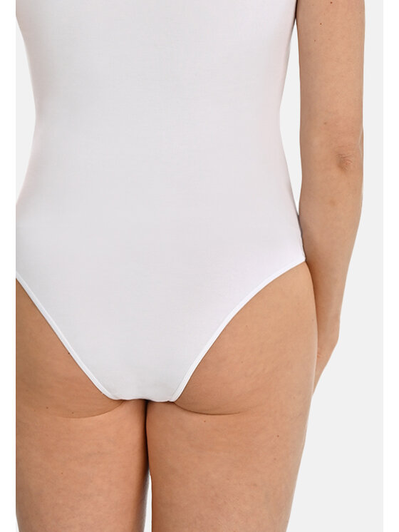 Teyli Teyli Body damskie na szerokich ramiączkach Esme Biały Regular Fit