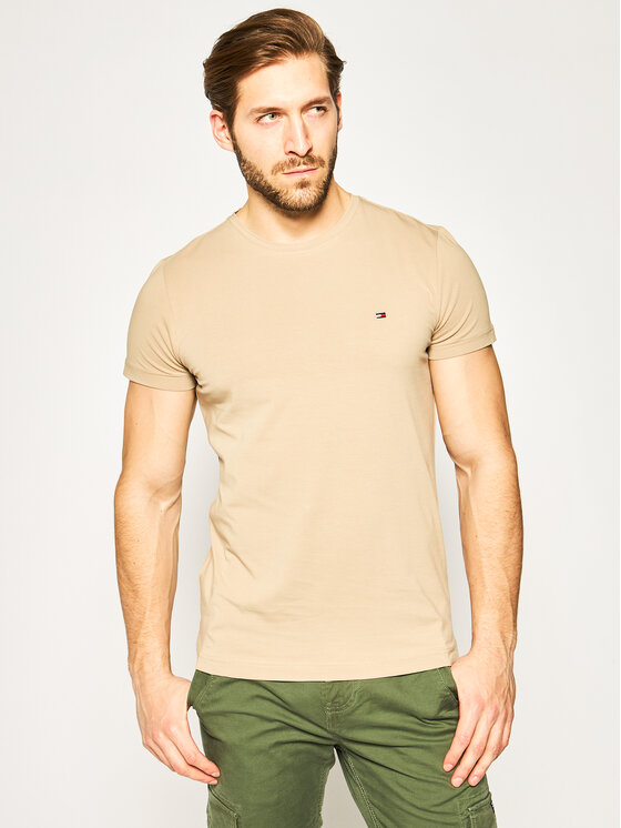 Tommy Hilfiger Tommy Hilfiger T-Shirt Strech MW0MW10800 Hnědá Slim Fit