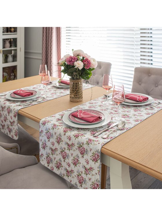 Roseberry Home Roseberry Home Bieżnik dwustronny Rose Garden & Stripes Różowy