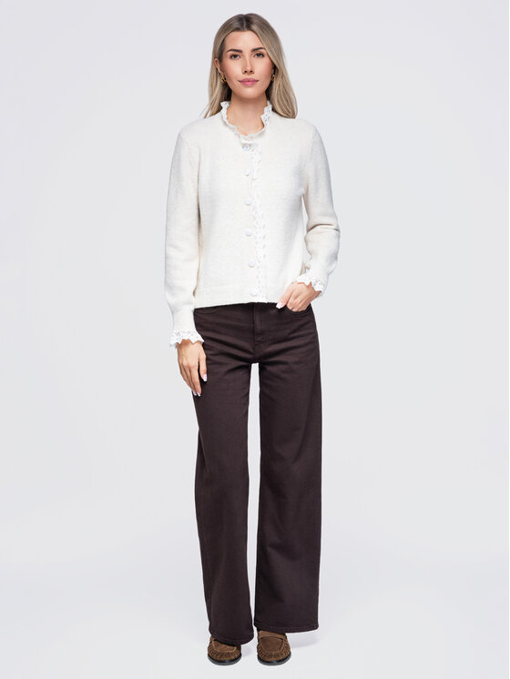 Ombre Ombre Kardigan OW-SW-E0034 Béžová Slim Fit