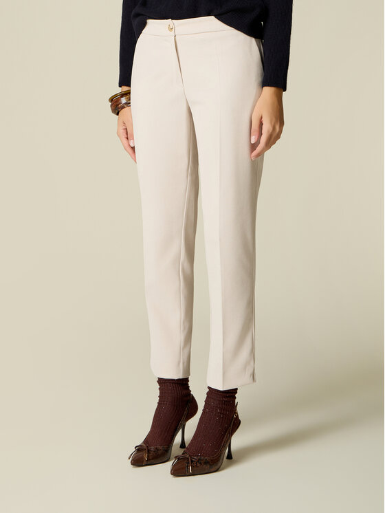 Oltre Oltre Pantaloni di tessuto P062R009574N011 Crema Regular Fit