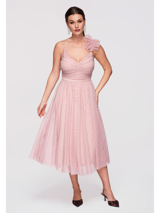 Ombre Ombre Sukienka wieczorowa LA-OM-DLR324 Beżowy Slim Fit