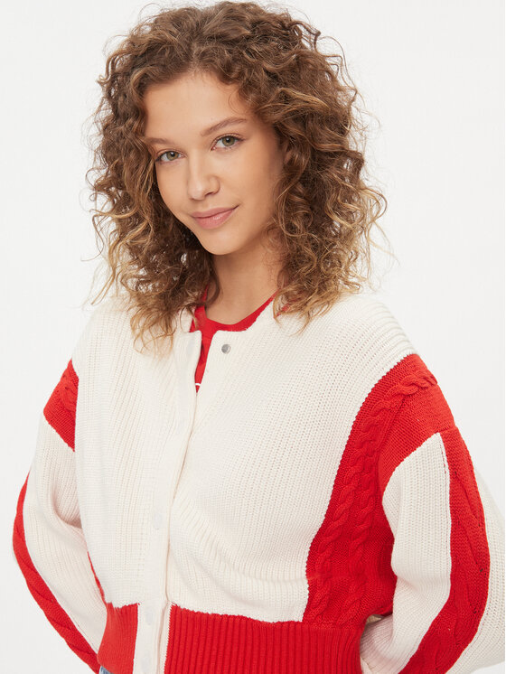 Tommy Jeans Tommy Jeans Strickjacke Archive DW0DW15856 Écru Regular Fit