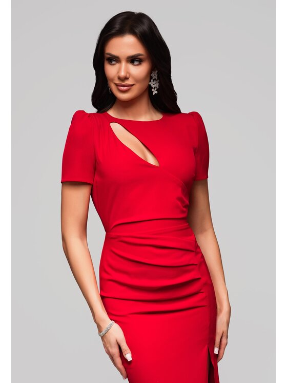 Ombre Ombre Sukienka koktajlowa LA-OM-DLR150 Czerwony Regular Fit