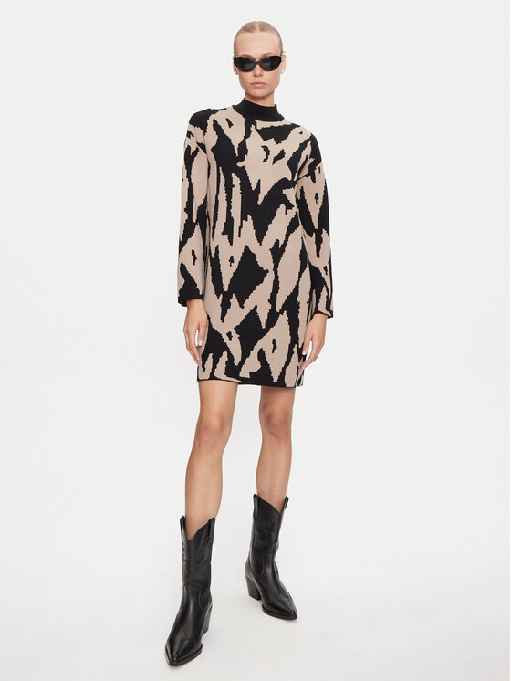 Vero Moda Vero Moda Kootud kleit Gold New Art 10311362 Beež Loose Fit