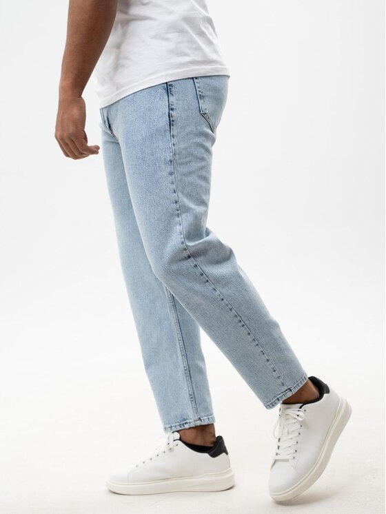 Jigga Wear Jigga Wear Jeansy Spodnie Jeansowe Carrot Męskie Sprane Jasne Niebieskie Jigga Wear Crown M Niebieski Carrot Fit
