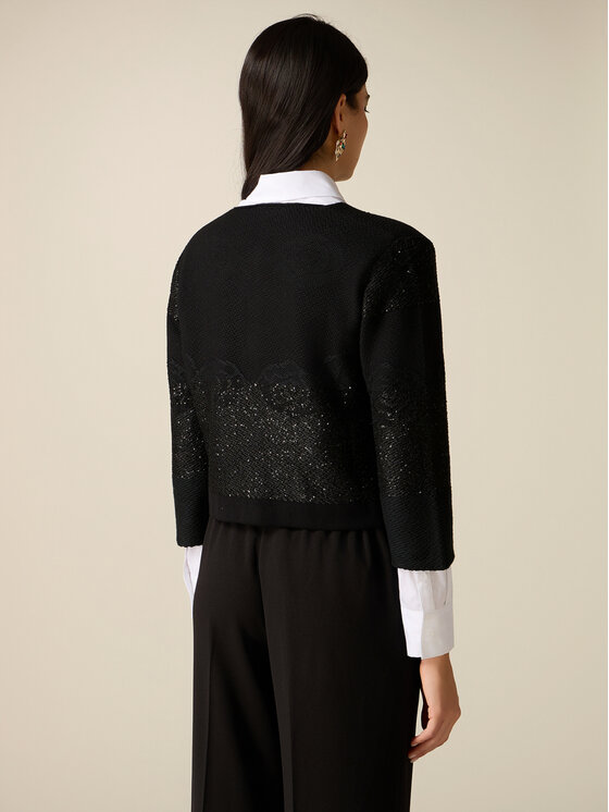 Oltre Oltre Cardigan M524J005296N033 Nero Boxy Fit