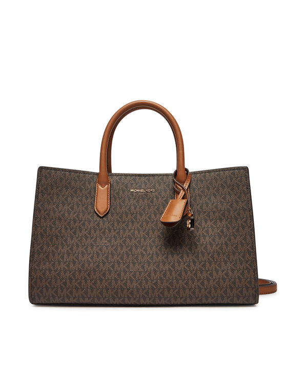MICHAEL Michael Kors MICHAEL Michael Kors Ročna torba Scarlett Medium Signature Logo Satchel 30F4GETS2B Rjava
