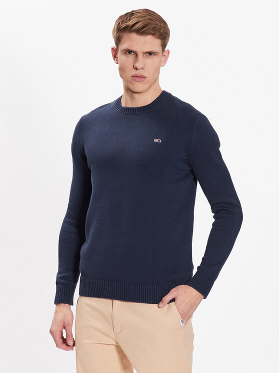 Tommy Jeans Pulover Tjm Essential DM0DM11856 Mornarsko modra Regular Fit