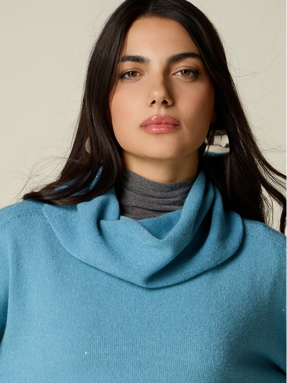Oltre Oltre Maglione M152E002161N009 Turchese Boxy Fit
