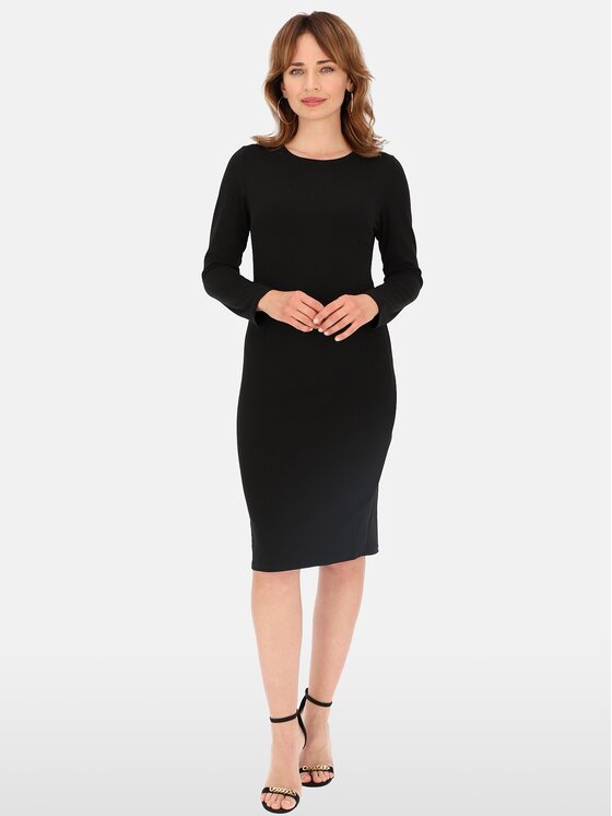 Perso Perso Sukienka codzienna z ozdobnym zamkiem na plecach Czarny Slim Fit