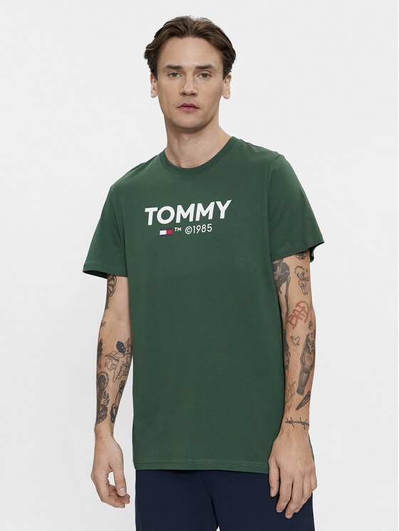Tommy Jeans Tommy Jeans T-Shirt Essential DM0DM18264 Zielony Slim Fit
