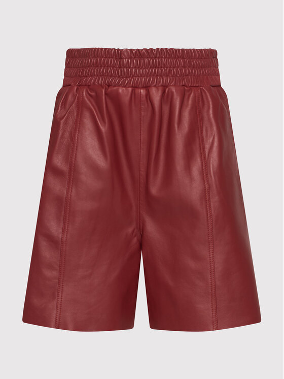Gestuz Gestuz Kožené šortky Liljagz 10905351 Bordová Relaxed Fit