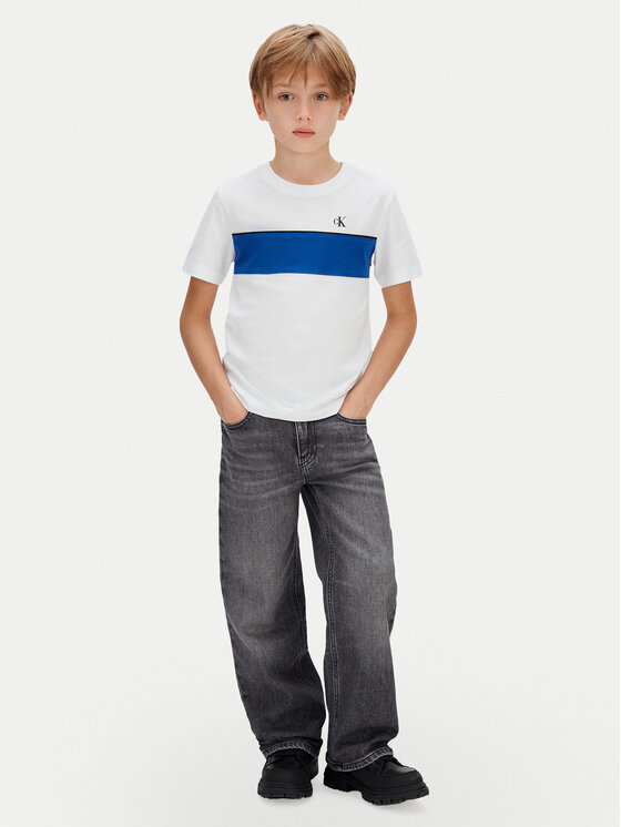 Calvin Klein Jeans Calvin Klein Jeans Тишърт Panel Colorblock IB0IB02609 Бял Regular Fit