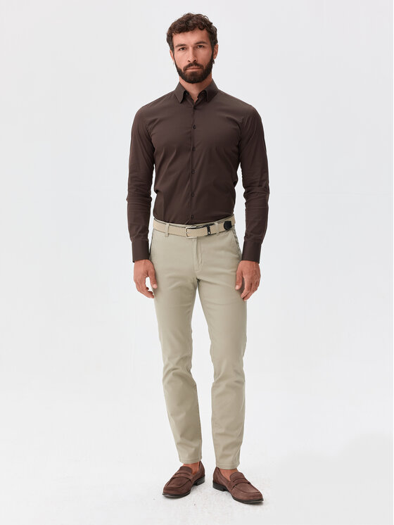 Evenemen Evenemen Koszula Punto G. Riva Espresso Brązowy Slim Fit