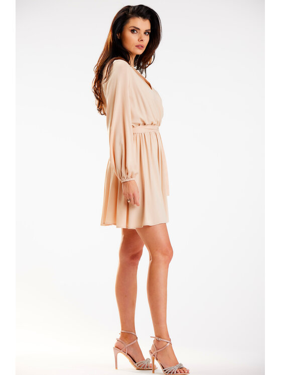 Awama Awama Sukienka letnia A577 Beżowy Basic Fit