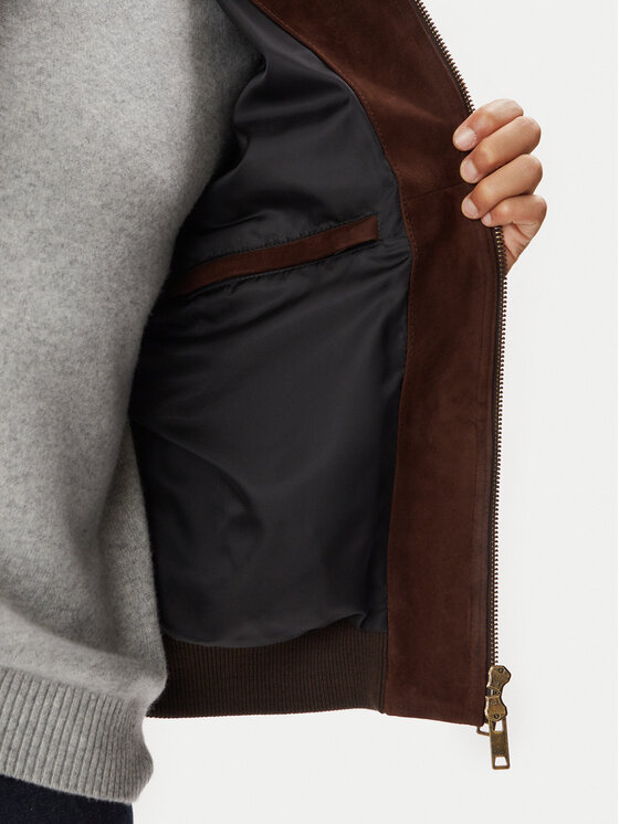 HUGO HUGO Кожено яке Laines  50567441 Кафяв Regular Fit