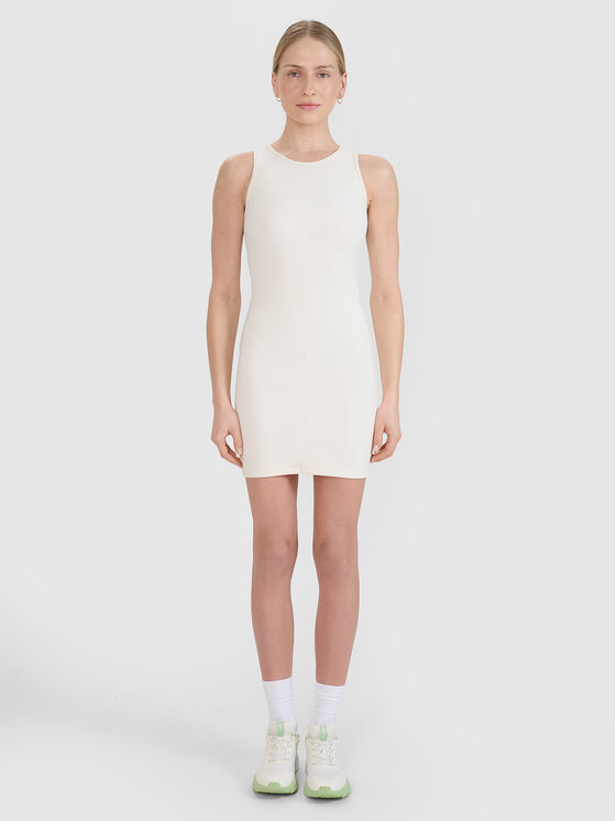 4F 4F Sukienka dzianinowa MIDSHOP TEXTILE Biały Slim Fit
