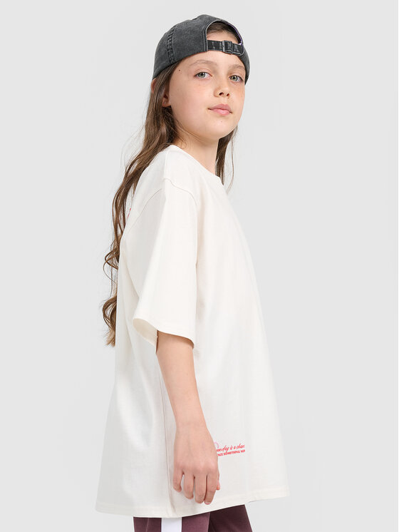 4F 4F T-Shirt BASIC+ Biały Oversize
