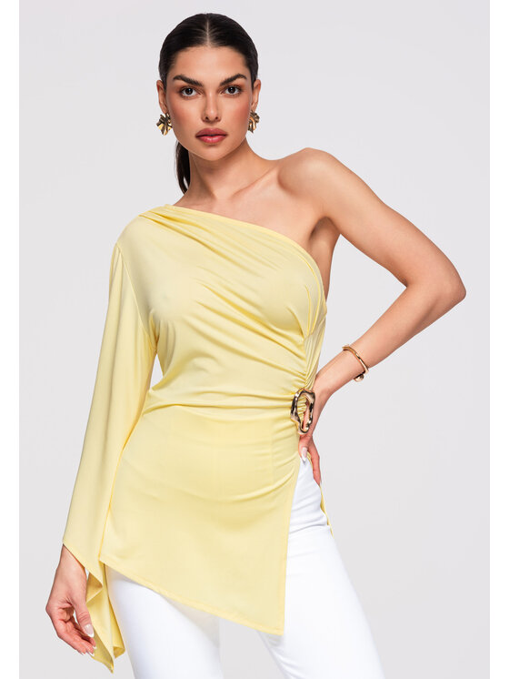 Ombre Ombre Koszula OW-SH-E0005 Żółty Slim Fit