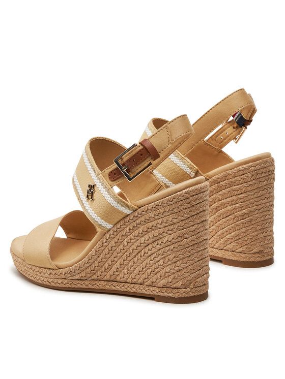 Tommy Hilfiger Tommy Hilfiger Εσπαντρίγιες Webbing High Wedge Sandal FW0FW08045 Μπεζ