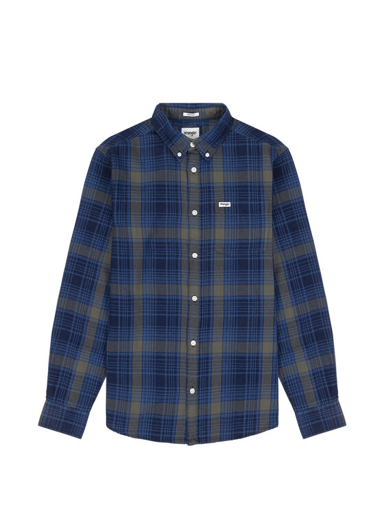 Wrangler Wrangler Koszula 1 PKT BUTTON DOWN Niebieski Regular Fit