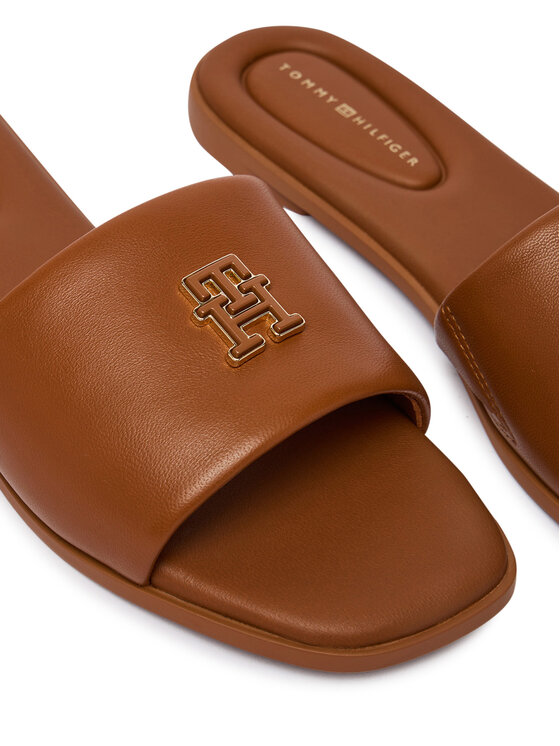 Tommy Hilfiger Tommy Hilfiger Iešļūcenes Th Logo Hardware Leather Mule FW0FW09292 Brūns