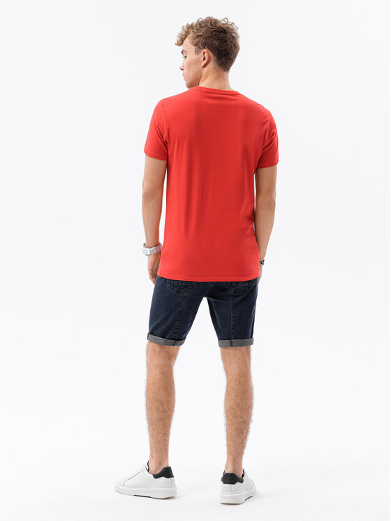 Ombre Ombre T-Shirt S1370 Czerwony Regular Fit