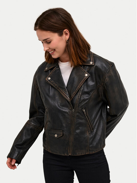 Kaffe Kaffe Lederjacke Jane 10508826 Schwarz Regular Fit