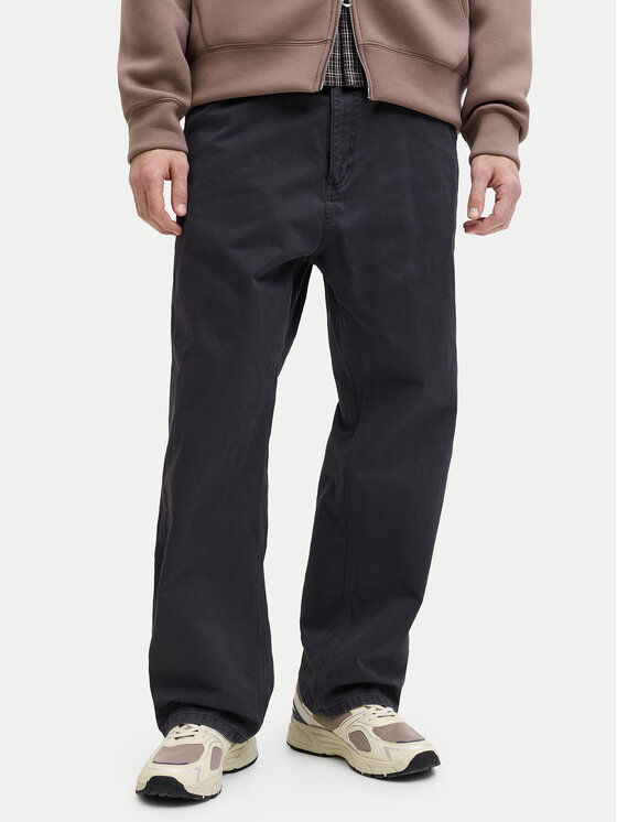 Jack & Jones Jack & Jones Kalhoty z materiálu Alex 12288528 Černá Baggy Fit