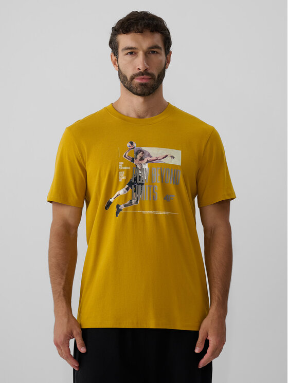 4F 4F T-Shirt STUDIO 4F Żółty Regular Fit