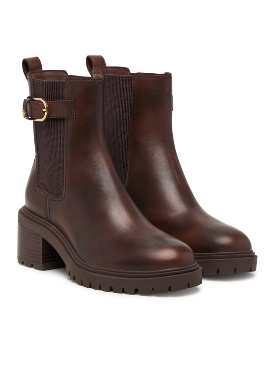 Tommy Hilfiger Tommy Hilfiger Saapad Block Heel Buckled Chelsea Boot FW0FW09577 Tumepruun