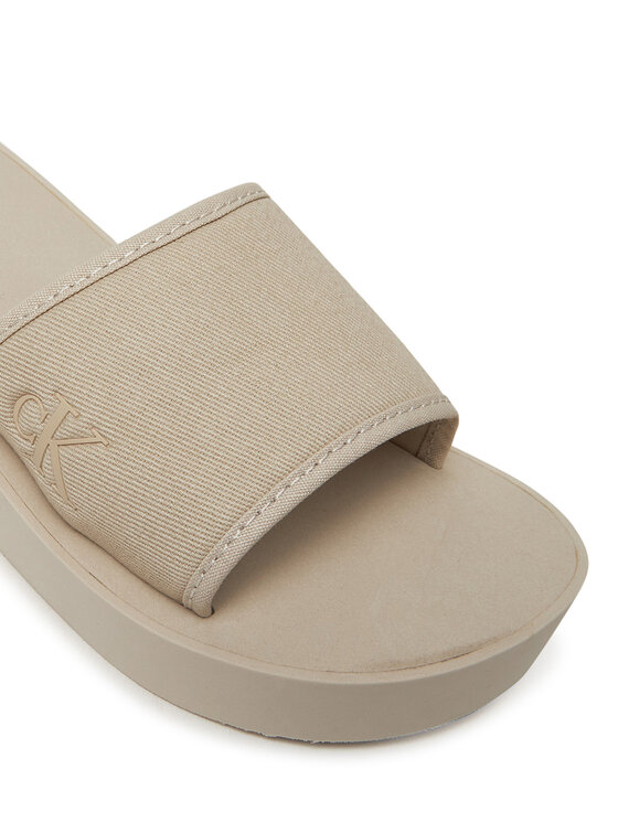 Calvin Klein Jeans Calvin Klein Jeans Nazouváky Beach Wedge Slide Canvas YW0YW01725 Béžová