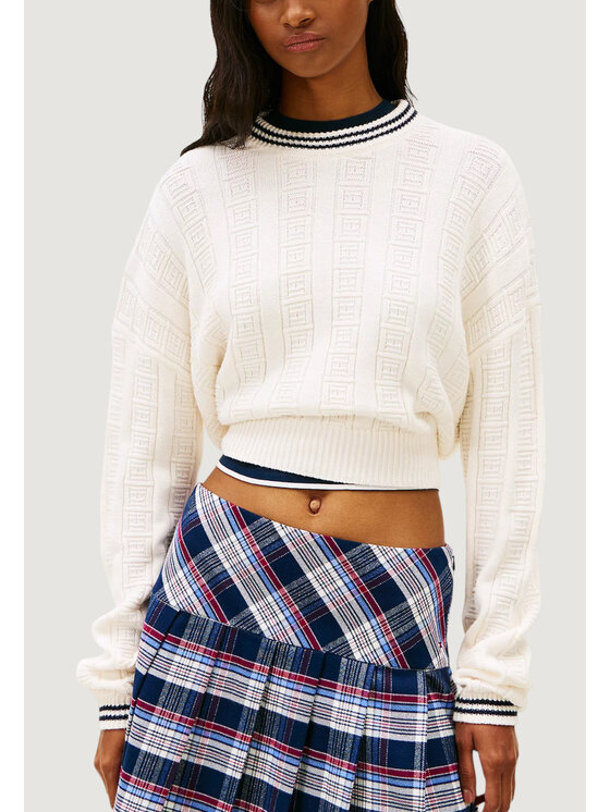 Tommy Jeans Tommy Jeans Πουλόβερ DW0DW22025 Λευκό Casual Fit