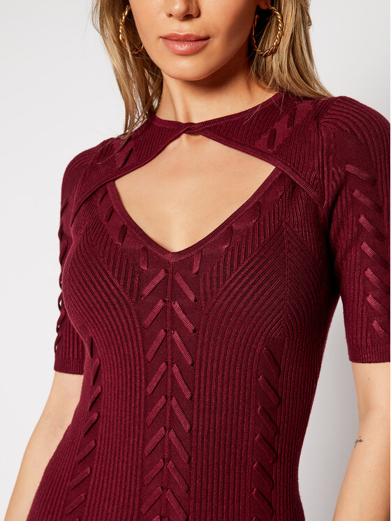 Guess Guess Плетена рокля W0RK64 R2BF3 Бордо Slim Fit