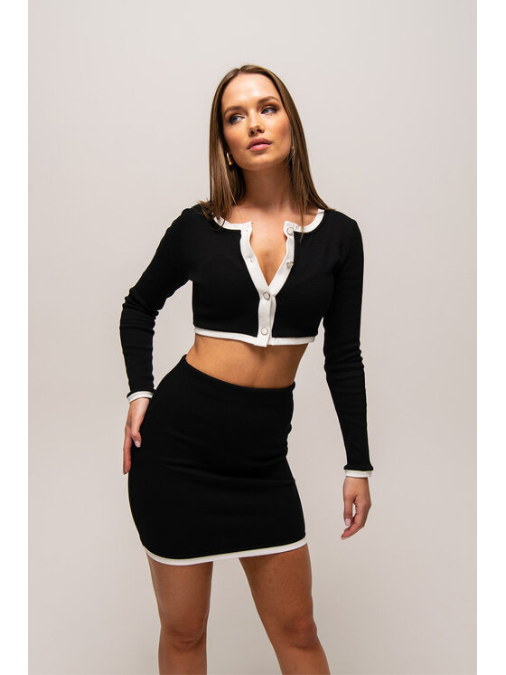 Nudyess Nudyess Minigonna Oreo z prążka Nero Fitted Fit